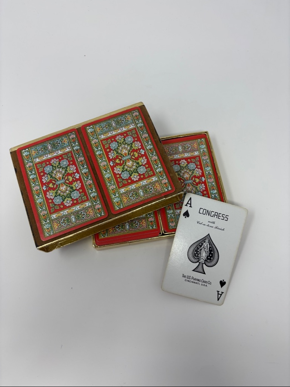 Congress Red Decorative Playing Cards vintage